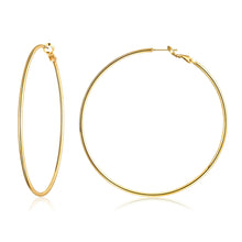 Load image into Gallery viewer, Hapuxt 14K Gold Plated Thin Hoop Earrings for Women Medium Large Gold Hoops 20mm-70mm