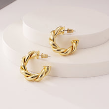Load image into Gallery viewer, Hapuxt 14K Gold Plated Twisted Hoop Earrings for Women Lightweight Hollow Hoops 30mm-50mm
