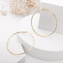 Load image into Gallery viewer, Hapuxt 14K Gold Plated Thin Hoop Earrings for Women Medium Large Gold Hoops 20mm-70mm