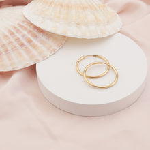 Load image into Gallery viewer, Hapuxt 14K Gold Plated Endless Hoop Earrings Lightweight Thin Gold Hoop Earrings 30mm-70mm