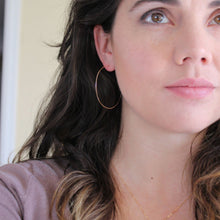 Load image into Gallery viewer, Hapuxt 14K Gold Plated Thin Hoop Earrings for Women Lightweight Wire Gold Hoops 30mm-70mm