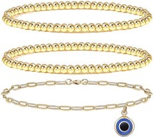 Load image into Gallery viewer, Reoxvo Evil Eye Layered Gold Bracelets for Women
